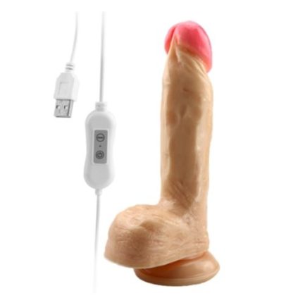 Prótese Peniana Realística com Ventosa e Vibro USB – 19,5 x 4cm