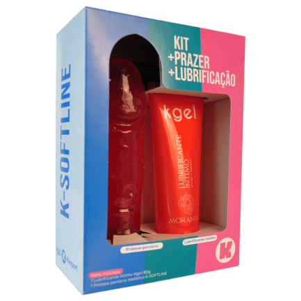 KIT K-SOFTLINE – LUBRIFICANTE ÍNTIMO MORANGO + PRÓTESE PENIANA AROMÁTICA MORANGO