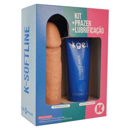 KIT K-SOFTLINE – LUBRIFICANTE ÍNTIMO TRADICIONAL + PRÓTESE PENIANA BEGE